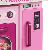 Qaba Kids Play Kitchen with Lights, Sounds, 33 Accessories & Storage for Toddler 3-6 Years(m-11)
