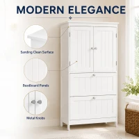 HOMCOM Bathroom Storage Cabinet, Narrow Bathroom Cabinet with  2 Drawers, Adjustable Shelf for Living Room, Entryway, White(m-6)