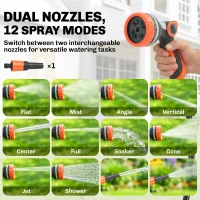 Outsunny Retractable Garden Hose Reel, 1/2"x75.5ft Wall Mounted Hose Reel with 12-Pattern Nozzles, Auto Retraction, Self-Locking(m-7)