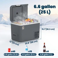 Outsunny 12 Volt Car Refrigerator, 26QT Car Fridge with App Control, 12/24V DC and 100-240V AC, -4℉-68℉, Travel Camping(m-3)