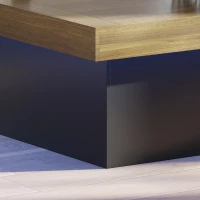 HOMCOM Square Coffee Table with 16-Colour LED Lights, 35-inch Modern Center Table for Living Room, Walnut(m-10)