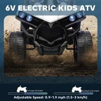 Qaba 6V Kids ATV, 4 Wheeler Electric Ride on Car with Music and LED Headlights, for Ages 18-56 Months Boys and Girls, White(m-4)