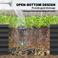 Outsunny Metal Raised Garden Bed with Trellis, Galvanized Garden Bed Kit Outdoor Garden Box with Trellis, Black(m-7)