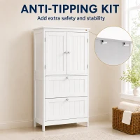 HOMCOM Bathroom Storage Cabinet, Narrow Bathroom Cabinet with  2 Drawers, Adjustable Shelf for Living Room, Entryway, White(m-7)