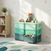 Qaba 3 Tier Kids Storage Organizer with 6 Drawers for Bedroom, Nursery, Kindergarten, Living Room, Boys and Girls, Green(m-8)