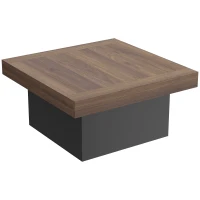 HOMCOM Square Coffee Table with 16-Colour LED Lights, 35-inch Modern Center Table for Living Room, Walnut(m-11)