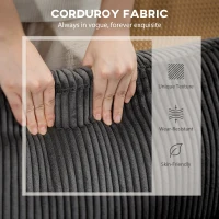 HOMCOM Modular Sectional Sofa, Oversized U-Shaped Couch with Spring Cushion, Corduroy Sofa for Living Room, Charcoal Grey(m-7)