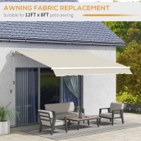 Outsunny 11' x 8' Outdoor Sunshade Canopy Awning Cover, Retractable Awning Fabric Replacement, UV Protection, Cream White(m-6)