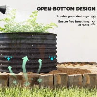 Outsunny Set of 2 Raised Garden Bed, Metal Planter Box with Safety Edging, Easy-to-assemble Stock Tank, Dark Grey(m-5)