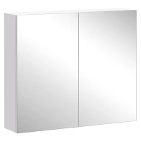 HOMCOM Wall Mount Mirrored Medicine Cabinet, Bathroom Mirror Cabinet with Adjustable Shelf, Double Soft Closing Doors, Light Lilac(m-2)