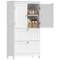 HOMCOM Bathroom Storage Cabinet, Narrow Bathroom Cabinet with  2 Drawers, Adjustable Shelf for Living Room, Entryway, White(m-13)