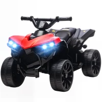 Qaba 6V Kids ATV, 4 Wheeler Electric Ride on Car with Music and LED Headlights, for Ages 18-56 Months Boys and Girls, Red(m-2)