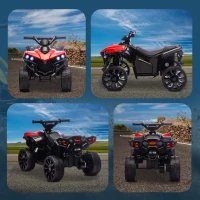 Qaba 6V Kids ATV, 4 Wheeler Electric Ride on Car with Music and LED Headlights, for Ages 18-56 Months Boys and Girls, Red(m-7)
