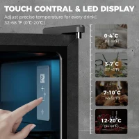 HOMCOM 3.2 Cu.Ft Beverage Fridge, 128 Can Drink Fridge with Glass Door, Auto-Defrost and LED Light for Soda, Beer, Black(m-5)