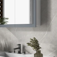 kleankin Bathroom Mirror Cabinet, Wall Mounted Medicine Cabinet with Mirror, Double Doors and Adjustable Shelves, White(m-9)
