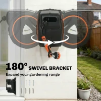 Outsunny Retractable Garden Hose Reel, 1/2"x75.5ft Wall Mounted Hose Reel with 12-Pattern Nozzles, Auto Retraction, Self-Locking(m-6)