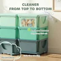 Qaba 3 Tier Kids Storage Organizer with 6 Drawers for Bedroom, Nursery, Kindergarten, Living Room, Boys and Girls, Green(m-7)