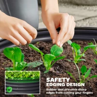 Outsunny Set of 2 Raised Garden Bed, Metal Planter Box with Safety Edging, Easy-to-assemble Stock Tank, Dark Grey(m-6)
