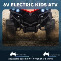 Qaba 6V Kids ATV, 4 Wheeler Electric Ride on Car with Music and LED Headlights, for Ages 18-56 Months Boys and Girls, Red(m-4)