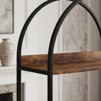 HOMCOM Bookshelf 5 Tier Arched Bookcase, 69.5" Tall Industrial Open Book Shelves with Metal Frame, Rustic Brown(m-9)