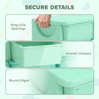 Qaba 3 Tier Kids Storage Organizer with 9 Drawers for Bedroom, Nursery, Kindergarten, Living Room, Boys and Girls, Green(m-6)