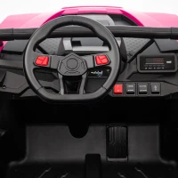 Qaba 2 Seater 24V 7AH Ride on Truck, Electric Car for Kids w/ Spring Suspension, Remote Lights, Horn, Music, Pink(m-11)