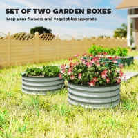 Outsunny Set of 2 Raised Garden Bed, Metal Planter Box with Safety Edging, Easy-to-assemble Stock Tank, Green(m-4)