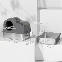 PawHut Extra Large Stainless Steel Cat Litter Box w/ High Sided, Removable Lid, Scoop, Odor Free, Non-Sticky, Dark Grey(m-3)