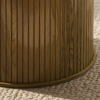HOMCOM 31.5" Round Coffee Table, Nordic Style Center Table with Fluted Cylindrical Base for Living Room, Oak(m-12)