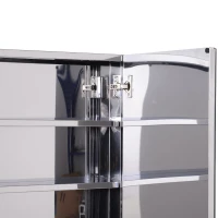 HOMCOM Wall Mounted Mirror Cabinet, Bathroom Medicine Cabinet with Mirror, 2 Doors and 3-tier Shelving, Silver(m-10)