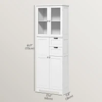 HOMCOM Floor Bathroom Storage Cabinet, Tall Bathroom Cabinet with Adjustable Shelves, for Kitchen, Living Room, White(m-3)