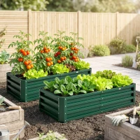Outsunny 4' x 2' x 1' Raised Garden Bed, Set of 2 Galvanized Planter Box for Vegetables, Flowers, Herbs, Green(m-1)