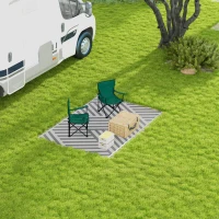 Outsunny Reversible Outdoor RV Rug, Patio Floor Mat, 6'x9' Plastic Straw Rug for Backyard, Deck, Beach, Camping, Grey and Cream(m-8)