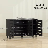 HOMCOM Shoe Cabinet with 3 Slatted Doors, 3-tier Shelving Rack Cabinet with Adjustable Shelves for 15 Pairs of Shoes, Black(m-3)