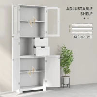 HOMCOM Floor Bathroom Storage Cabinet, Tall Bathroom Cabinet with Adjustable Shelves, for Kitchen, Living Room, White(m-5)