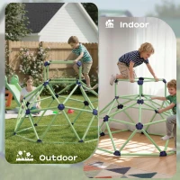 Qaba Climbing Dome, 6FT Geometric Dome Climber, Indoor Outdoor Jungle Gym Playground for Kids 3-8 Boys Girls, Green(m-7)