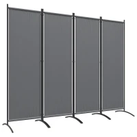 Outsunny Folding Room Divider, Privacy Screen for Home Office Bedroom, 5.6FT Tall, Dark Grey(m-9)