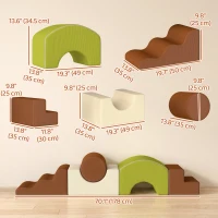 Qaba 5-Piece Foam Climbing Blocks with Non-Slip Bottom, Removable Washable Cover for Crawling or Building, Playroom, Nursery(m-3)