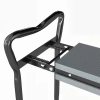 Outsunny Garden Kneeler and Seat, Foldable Gardening Stool Bench with Thick EVA Foam Kneeling Pad and Large Tool Pouch, Grey(m-9)