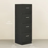 HOMCOM Vertical Filing Cabinet with Lock, 4 Drawer File Cabinet with Adjustable Hanging Bar for A4 and Letter Size, Black(m-3)