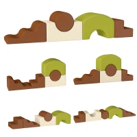 Qaba 5-Piece Foam Climbing Blocks with Non-Slip Bottom, Removable Washable Cover for Crawling or Building, Playroom, Nursery(m-13)