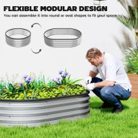 Outsunny 2Pcs Galvanized Raised Garden Bed, 5 x 3 x 1 ft Modular Metal Garden Beds with Rubber Strip Edging, Silver(m-6)