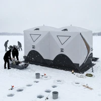 Outsunny 8-Person Insulated Ice Fishing Tent Shelter with Ventilation Windows and Carry Bag, for -22℉, Grey(m-8)