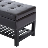 HOMCOM 44" PU Leather Tufted Ottoman Shoe Bench Storage Chest Hallway Brown(m-12)