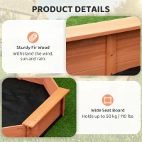 Outsunny Kids Sandbox with Cover, Wooden Sand Box with Seat, Outdoor Children Sand Pit for Backyard, Garden for Ages 3-8, Red(m-6)