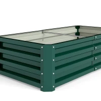 Outsunny 4' x 2' x 1' Raised Garden Bed, Set of 2 Galvanized Planter Box for Vegetables, Flowers, Herbs, Green(m-9)