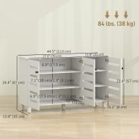 HOMCOM Shoe Cabinet with 3 Slatted Doors, 3-tier Shelving Rack Cabinet with Adjustable Shelves for 15 Pairs of Shoes, White(m-3)