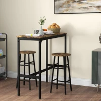 HOMCOM 3-Piece Counter Height Bar Table and Chairs, Dining Table and Chairs Set for 2, Pub Table and Chairs(m-1)