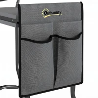 Outsunny Garden Kneeler and Seat, Foldable Gardening Stool Bench with Thick EVA Foam Kneeling Pad and Large Tool Pouch, Grey(m-10)