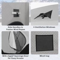 Outsunny 8-Person Insulated Ice Fishing Tent Shelter with Ventilation Windows and Carry Bag, for -22℉, Grey(m-4)
